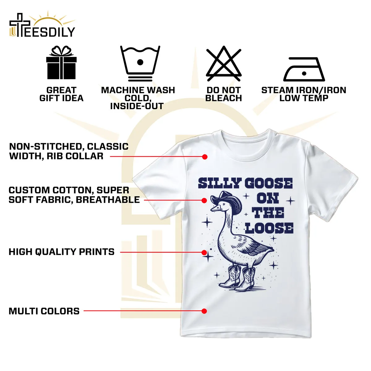 Teesdily | Silly Goose On The Loose Shirt, Silly Goose Farm T-shirt, Funny Goose Sweatshirt Hoodie Mug, Aesthetic Meme Goose T-shirt, Meme Mom Gift