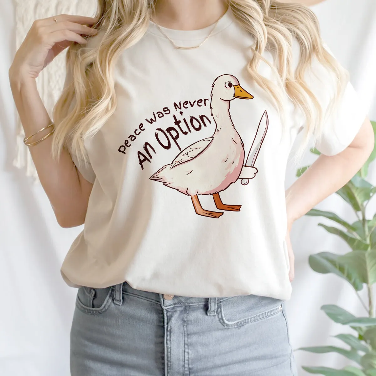 Teesdily | Silly Goose Shirt, Peace Was Never An Option T-shirt, Funny Goose Sweatshirt Hoodie Mug, Meme Shirt, Cute Duck Shirt, Goose Lover Gift