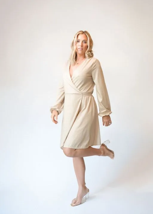 The "Golden Hour" Tall Shimmer Wrap Dress