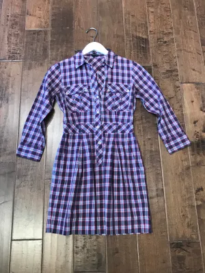 THEORY Plaid 3/4 Sleeve Shirt Dress