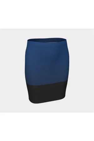 Two-Tone Blue Fitted Skirt