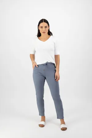 Vassalli Ankle Grazer Slim Leg Elastic Waist Pant - Atlantic