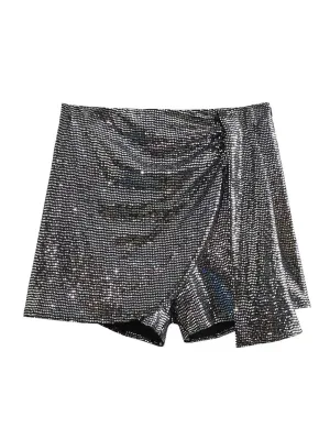 Violet Knotted Sequin Mini Skirt