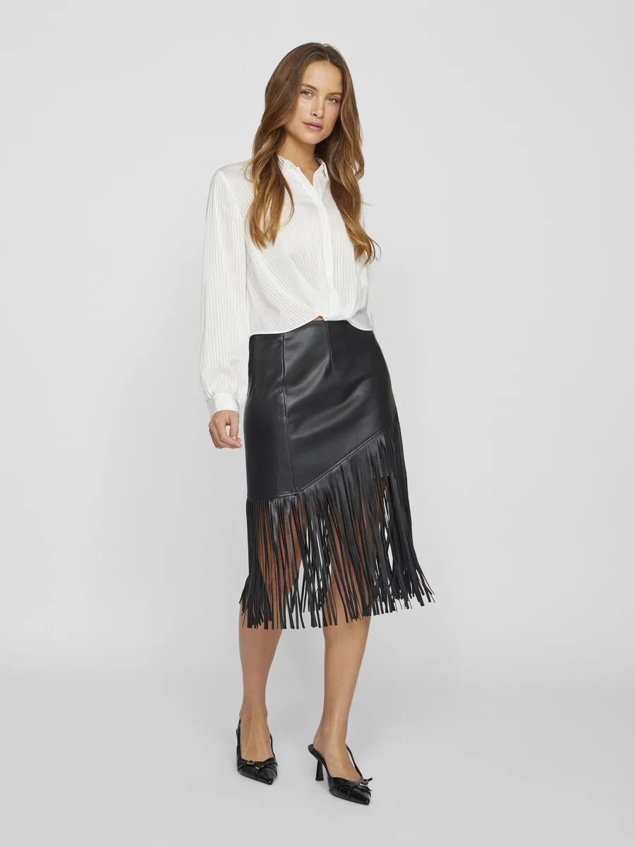 Vipen Coated Frill Skirt (Black Beauty)