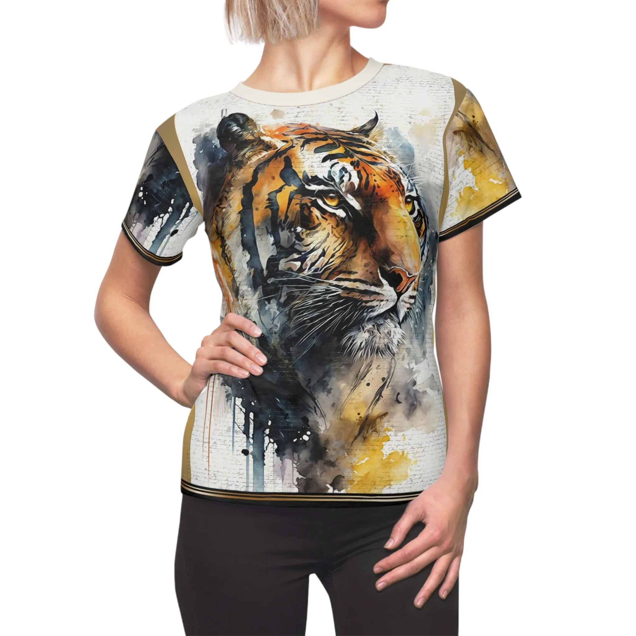 Watercolor Tiger T-Shirt Unisex Tee Hand Painted Lion Tee Unisex White T-Shirt | D20221