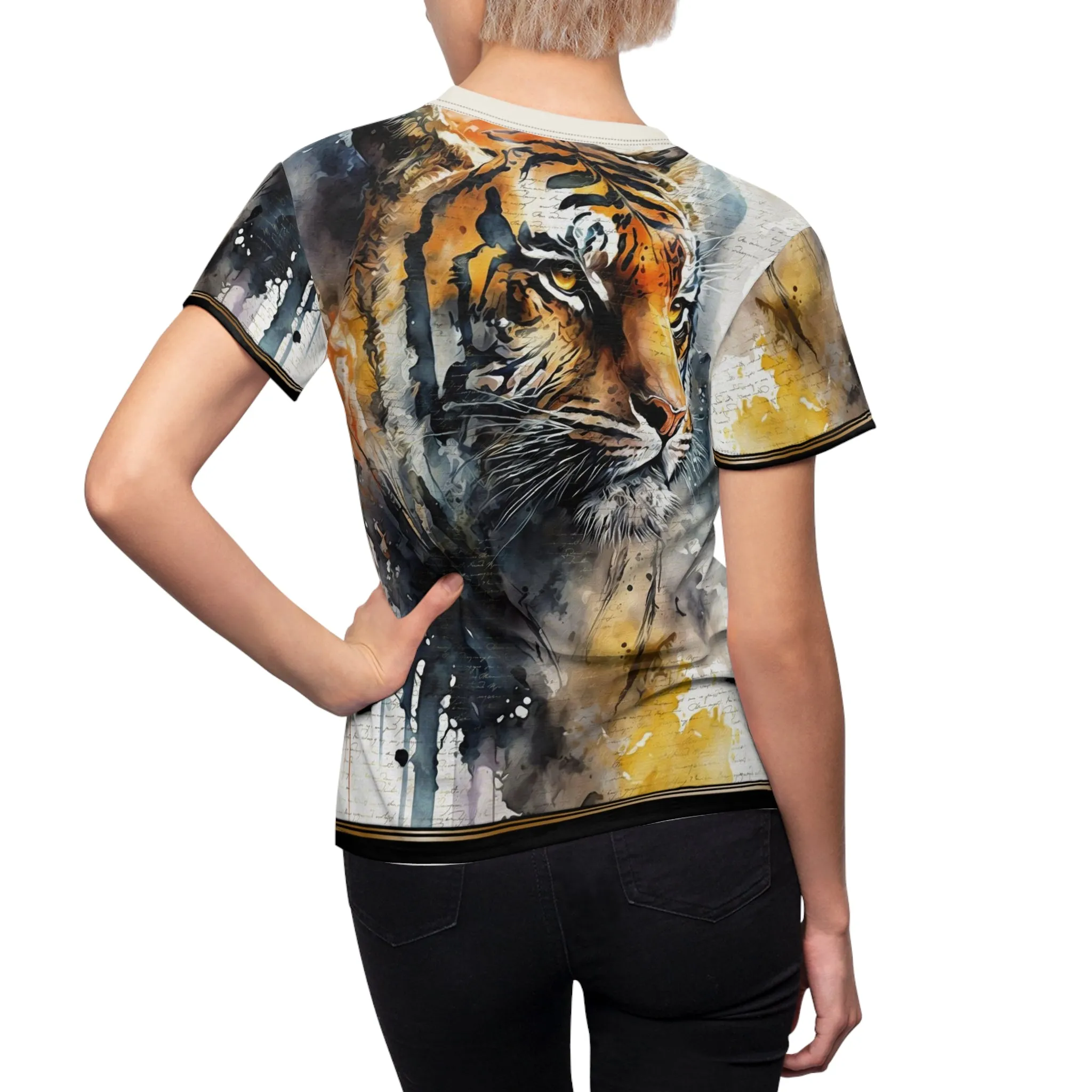 Watercolor Tiger T-Shirt Unisex Tee Hand Painted Lion Tee Unisex White T-Shirt | D20221