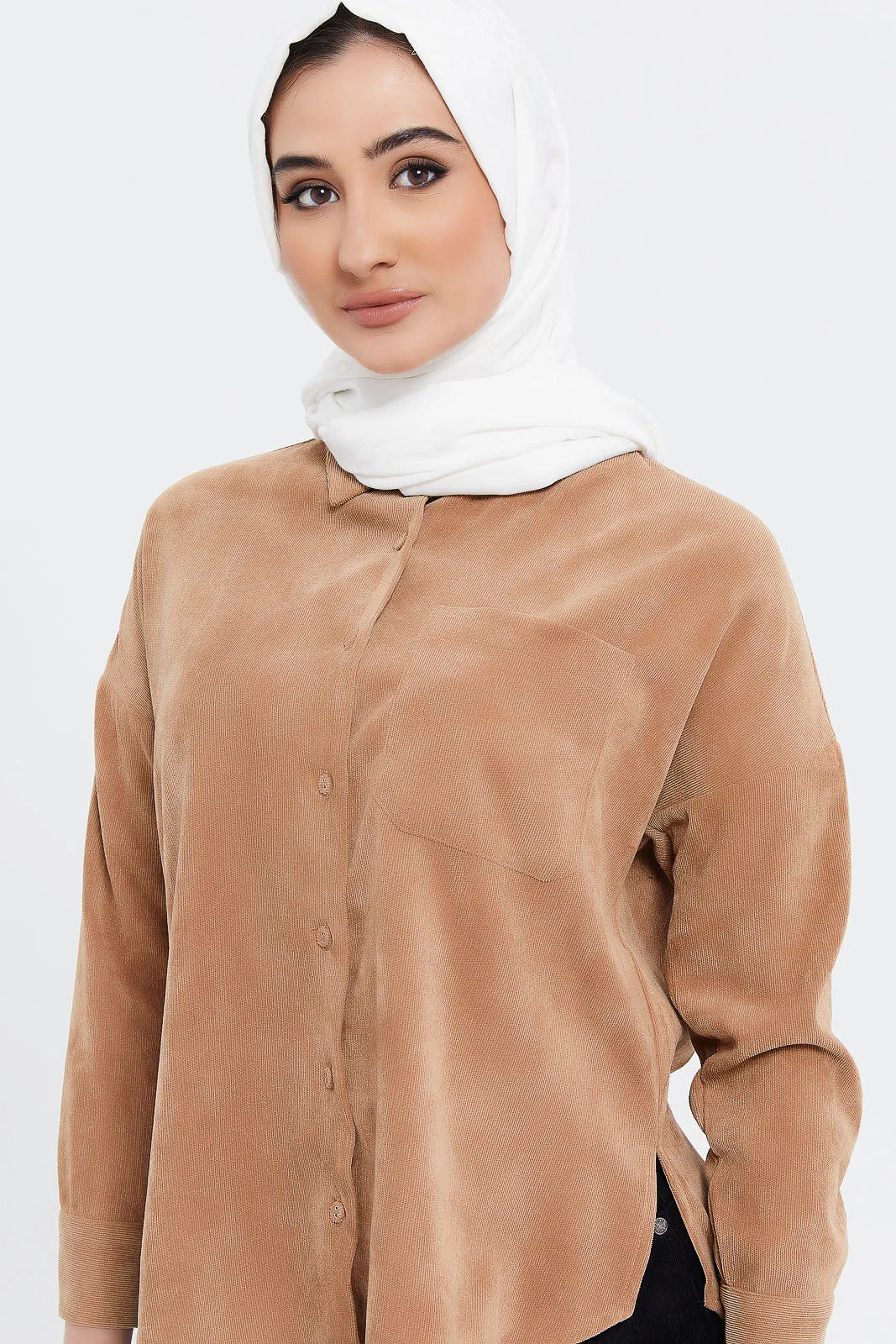 Women Brown Corduroy Shirt