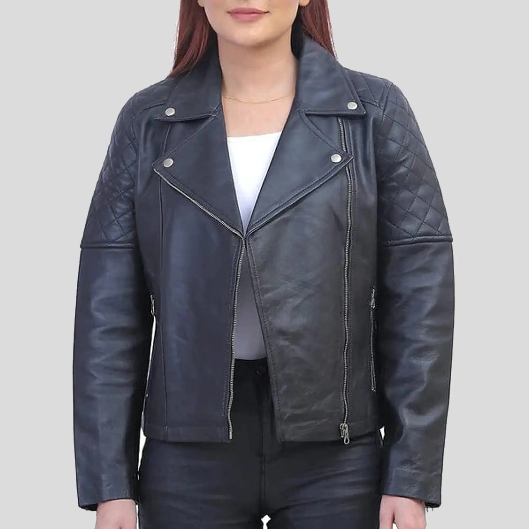 Womens Asymmetric Black Quilted Jacket