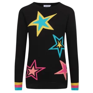 Women's black stars colored knitted sweater