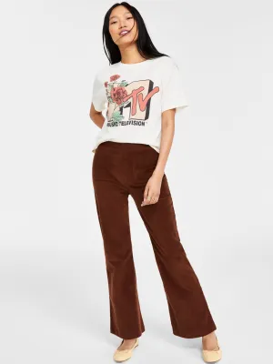 Women's Corduroy Flare Pants,Brown