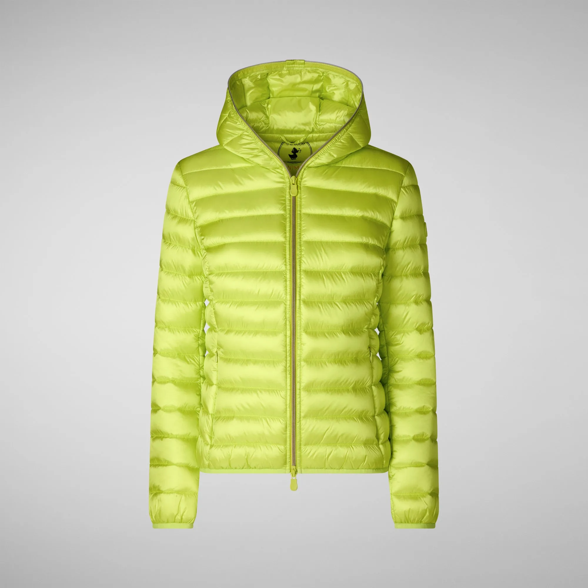 Women's Hooded Animal free Puffer Jacket Alexis in Lichen Green