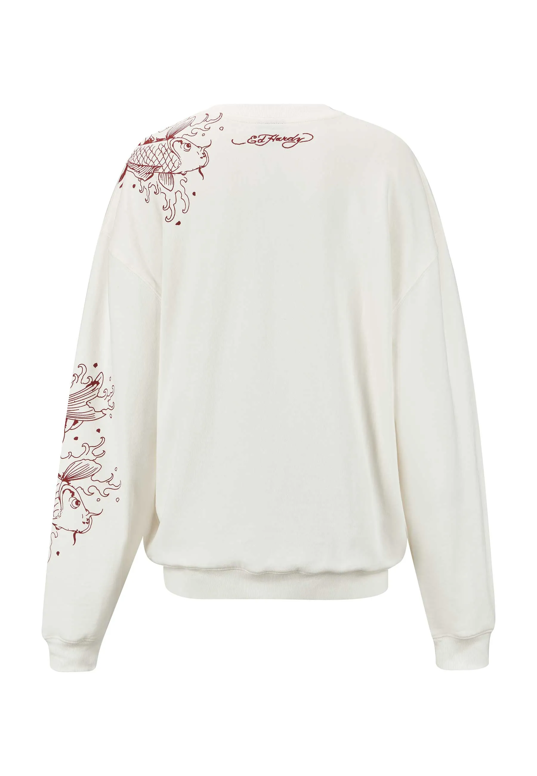 Womens Koi River Relaxed Crew Neck Sweatshirt - White