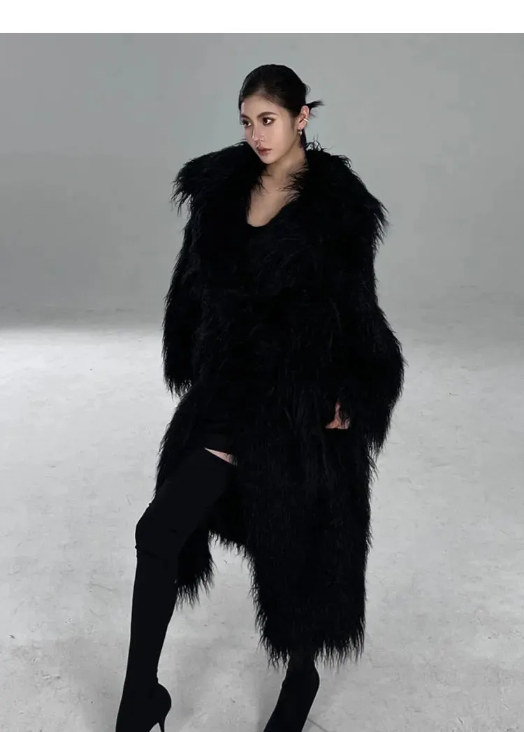 Women's Long Shaggy Faux Fur Coat Jacket