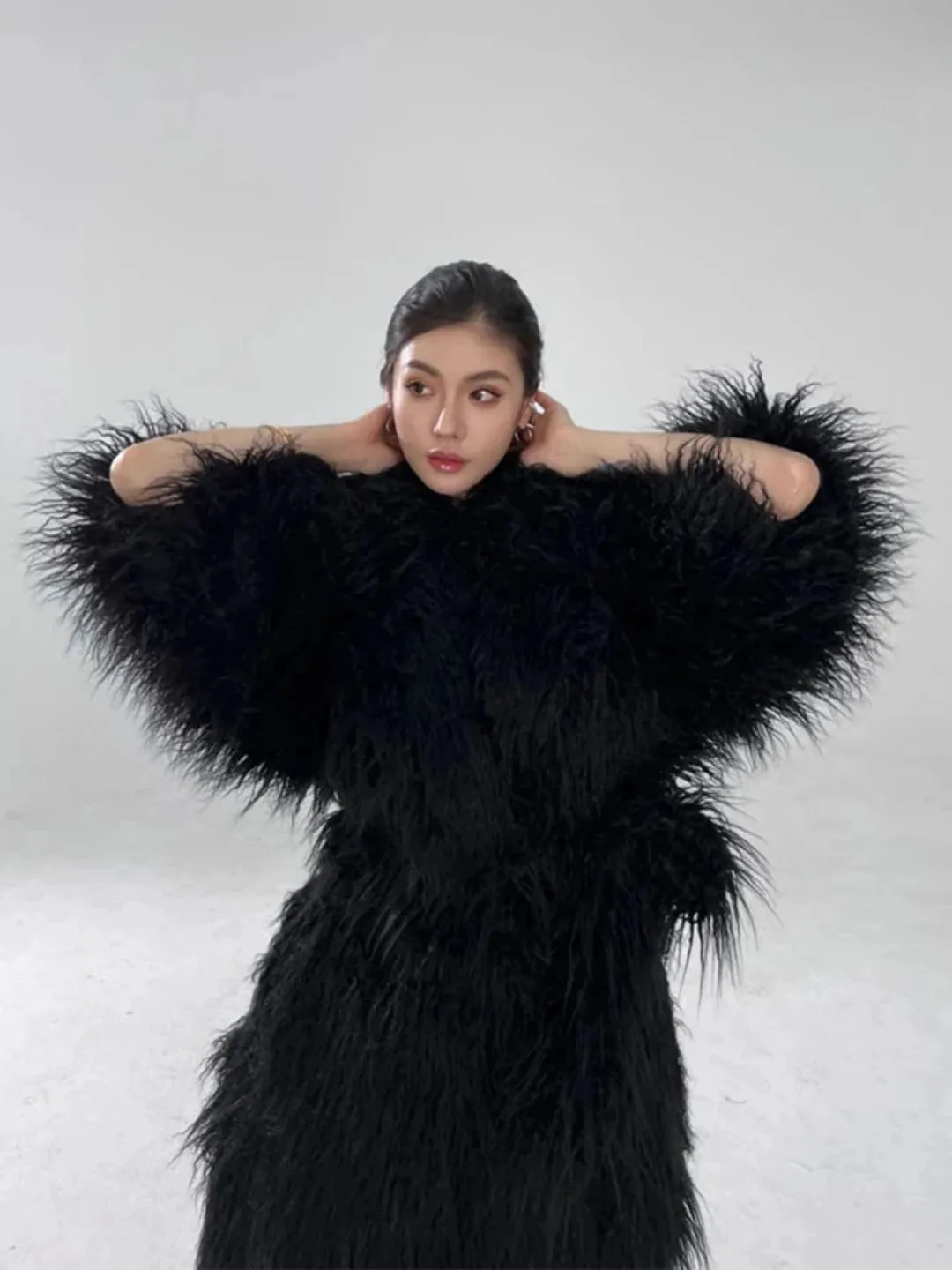 Women's Long Shaggy Faux Fur Coat Jacket