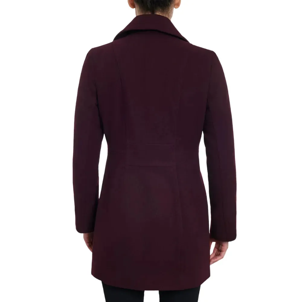 Womens Purple Double Breasted Wool Coat