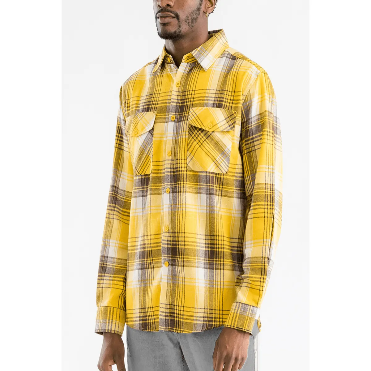 Yellow Checkered Flannel Shirt